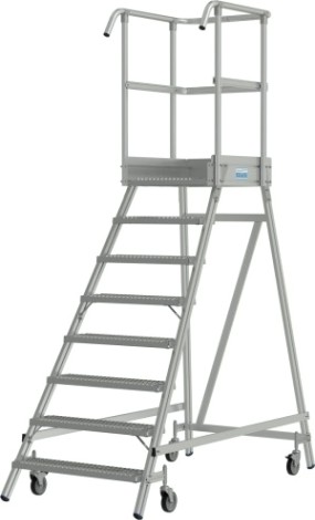 Лестница с платформой KRAUSE STABILO R13 8 перфорированных ступеней, передвижная [821423]