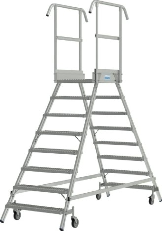 Лестница с платформой KRAUSE STABILO R13 8 перфорированных ступеней, передвижная, двухсторонняя [821485]