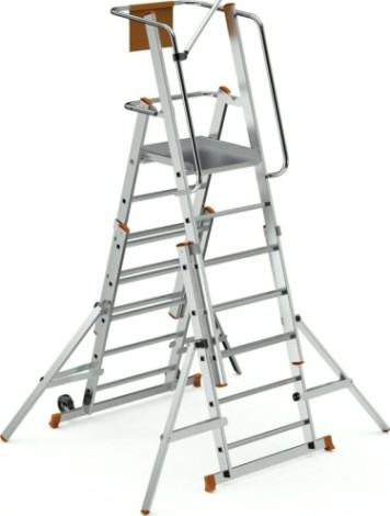 Лестница с платформой Sarayli 2x5 двухсторонняя, складная, на колесах [8104-C]