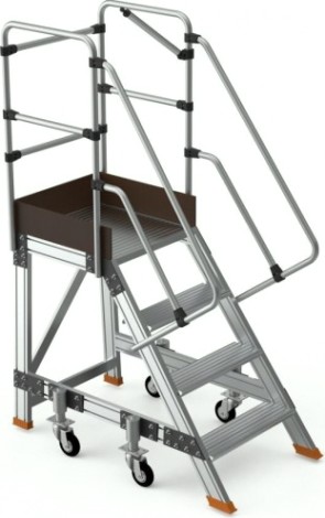 Лестница с платформой Sarayli 4 ступени, с колесами, на амортизаторах [8703-Y]