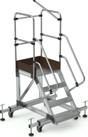 Лестница с платформой Sarayli 4 ступени, с настраиваемыми ножками [8703]