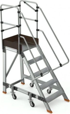 Лестница с платформой Sarayli 5 ступеней, с колесами, на амортизаторах [8704-Y]