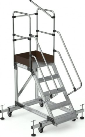 Лестница с платформой Sarayli 5 ступеней, с настраиваемыми ножками [8704]