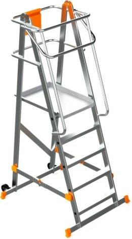 Лестница с платформой Sarayli 5 ступеней, складная, на колесах [8104]