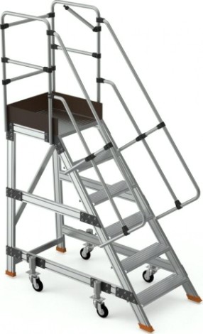 Лестница с платформой Sarayli 6 ступеней, с колесами, на амортизаторах [8705-Y]