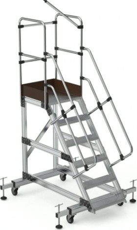 Лестница с платформой Sarayli 6 ступеней, с настраиваемыми ножками [8705]