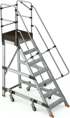 Лестница с платформой Sarayli 7 ступеней, с колесами, на амортизаторах [8706-Y]