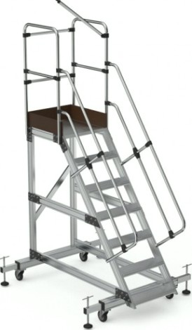 Лестница с платформой Sarayli 7 ступеней, с настраиваемыми ножками [8706]