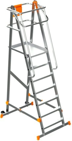 Лестница с платформой Sarayli 7 ступеней, складная, на колесах [8106]