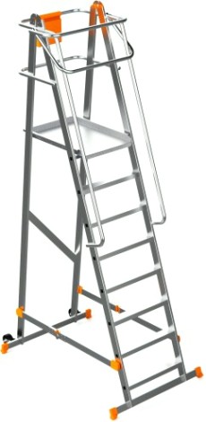 Лестница с платформой Sarayli 8 ступеней, складная, на колесах [8107]