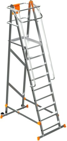 Лестница с платформой Sarayli 9 ступеней, складная, на колесах [8108]