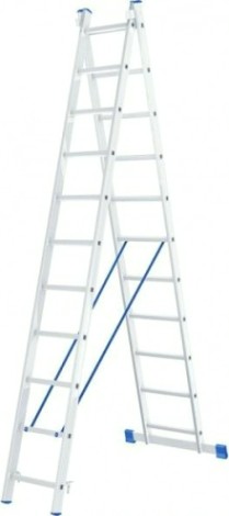 Лестница-стремянка двухсекционная СИБРТЕХ 2х11 ступеней алюминиевая [97911]