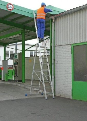 Лестница-стремянка трехсекционная KRAUSE STABILO 3x 9 с доп. функцией [133755]