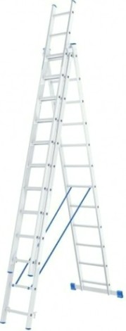 Лестница-стремянка трехсекционная СИБРТЕХ 3х12 ступеней алюминиевая [97822]