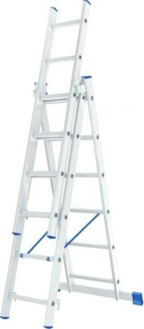 Лестница-стремянка трехсекционная СИБРТЕХ 3х6 ступеней алюминиевая [97816]
