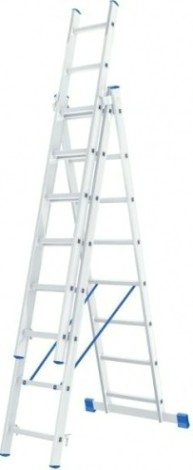 Лестница-стремянка трехсекционная СИБРТЕХ 3х8 ступеней алюминиевая [97818]