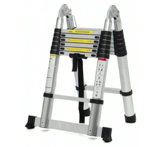 Лестница телескопическая АЛЮМЕТ DTLH2.8 двухсторонняя с шарниром 2,8+2,8 м [DTLH 2.8]