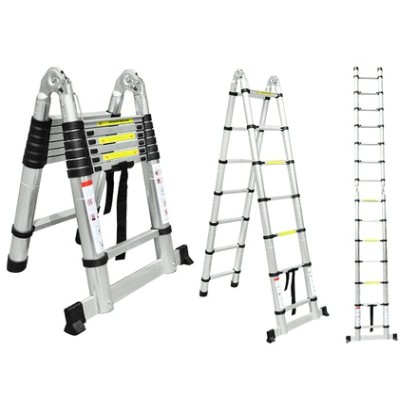 Лестница телескопическая АЛЮМЕТ DTLH2.8 двухсторонняя с шарниром 2,8+2,8 м [DTLH 2.8]