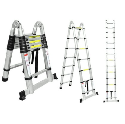 Лестница телескопическая АЛЮМЕТ STD 2.5 стальная двухсторонняя с шарниром 2.5+2.5 м