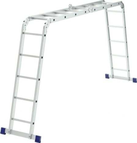 Лестница-трансформер СИБРТЕХ 2х4 шарнирная алюминиевая, 2х4+2х5 [97884]