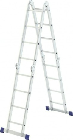 Лестница-трансформер СИБРТЕХ 4х4 шарнирная алюминиевая, 4х4 [97882]