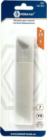 Лезвие для ножа Кобальт 242-052 сменные 25 мм, сегментированные, 7 сегментов, стал