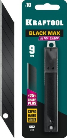 Лезвие для ножа KRAFTOOL BLACK MAX 9 мм, 10 шт. [09602-09-S10]