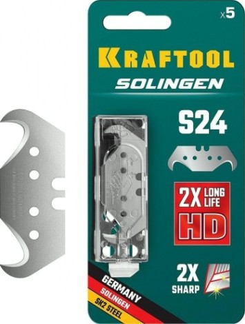 Лезвие для ножа KRAFTOOL SOLINGEN крюковидные тип s24, 5 шт, [09643-S5_z02]