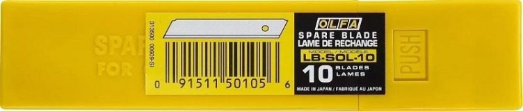 Лезвие для ножа Olfa несегментированное 18мм, 10шт. [OL-LB-SOL-10]