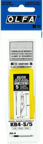 Лезвие для ножа Olfa OL-KB4-S/5 перовое, 6(8)х40,5х0,5 мм, 5 шт