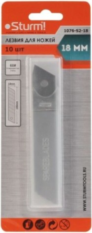 Лезвие для ножа Sturm 1076-S2-18 сегментированное 10 шт. Лезвие для ножа Sturm 1076-S2-18 сегментированное 10 шт.
