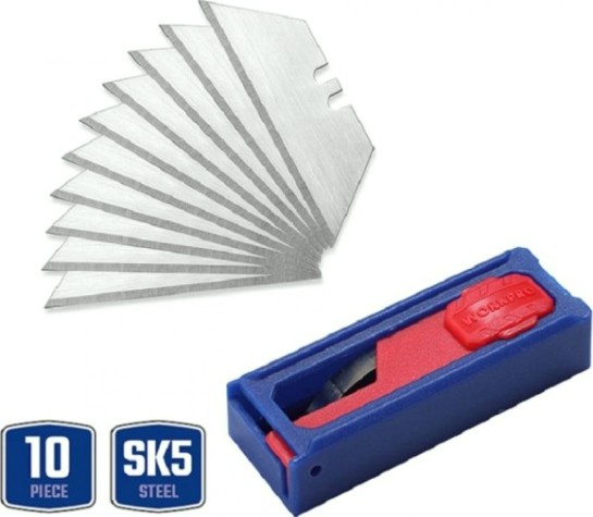 Лезвие для ножа WORKPRO WP213002 sk5 10шт. трапециевидные, в проф. чехле