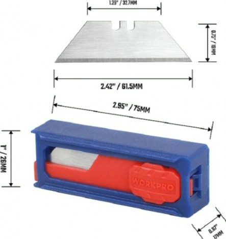 Лезвие для ножа WORKPRO WP213002 sk5 10шт. трапециевидные, в проф. чехле