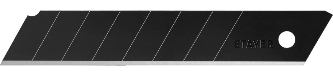 Лезвия для ножа STAYER 0920-S10 сегментированные,черные,особоострые,18 мм, 10 шт.