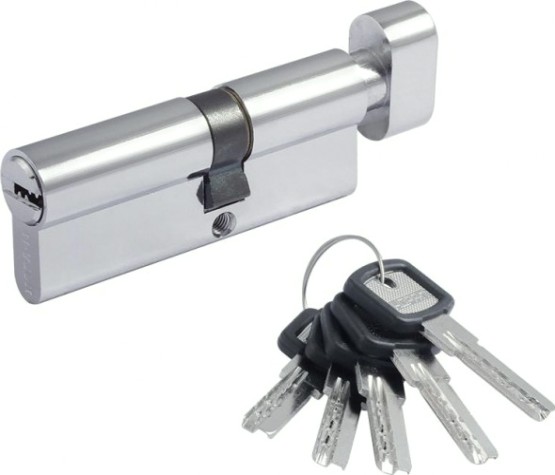 Личинка замка НОРА-М ЛПУВ-80 (45-35в) асимметр. с вертушкой "Хром" [12695]