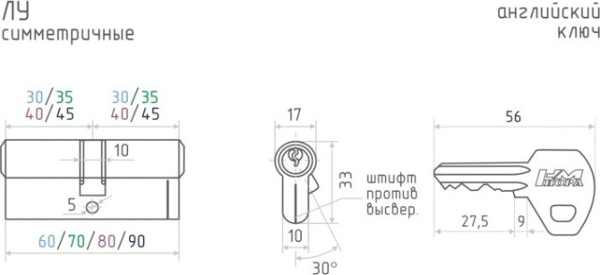 Личинка замка НОРА-М ЛУ-70 (35-35) "Золото" [5322]