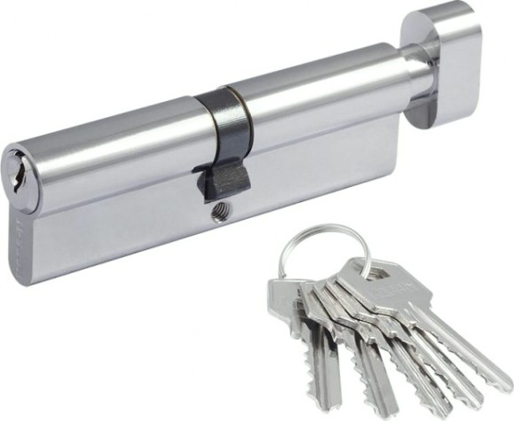 Личинка замка НОРА-М ЛУВ-100 (50-50) с вертушкой "Хром" [6662]