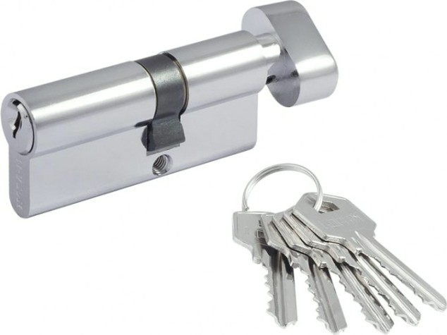 Личинка замка НОРА-М ЛУВ-70 (40-30в) асимметр. с вертушкой "Хром" [12681]