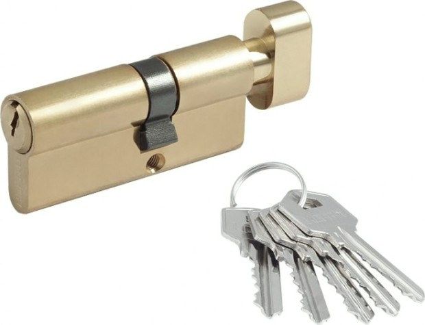 Личинка замка НОРА-М ЛУВ-70 (40-30в) асимметр. с вертушкой "Латунь" [12680]