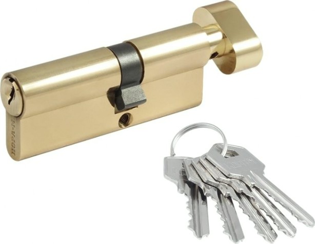 Личинка замка НОРА-М ЛУВ-80 (45-35в) асимметр. с вертушкой "Латунь" [12683]