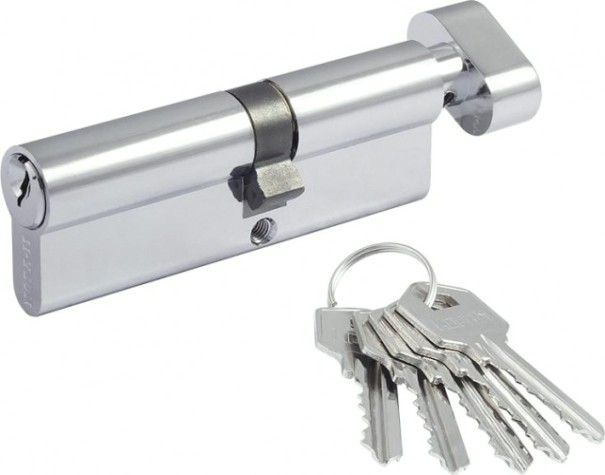 Личинка замка НОРА-М ЛУВ-90 (50-40в) асимметр. с вертушкой "Хром" [12685]