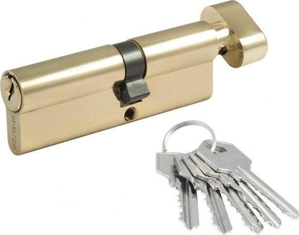 Личинка замка НОРА-М ЛУВ-90 (50-40в) асимметр. с вертушкой "Латунь" [12684]