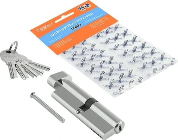 Личинка замка НОРА-М STD Al ЛПВ-100 (50-50) с вертушкой "Хром" [19081]