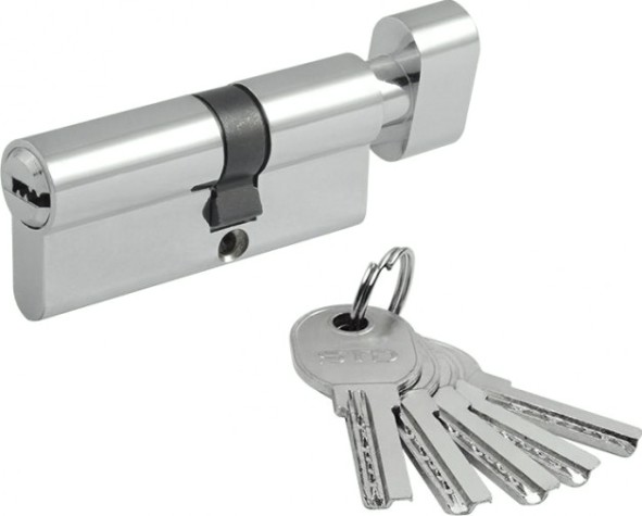Личинка замка НОРА-М STD Al ЛПВ-70 (40-30в) асимметр. с вертушкой "Хром" [19069]