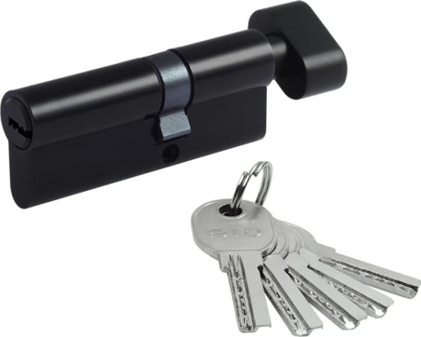 Личинка замка НОРА-М STD Al ЛПВ-80 (45-35в) асимметр. с вертушкой "Черная" [19074]