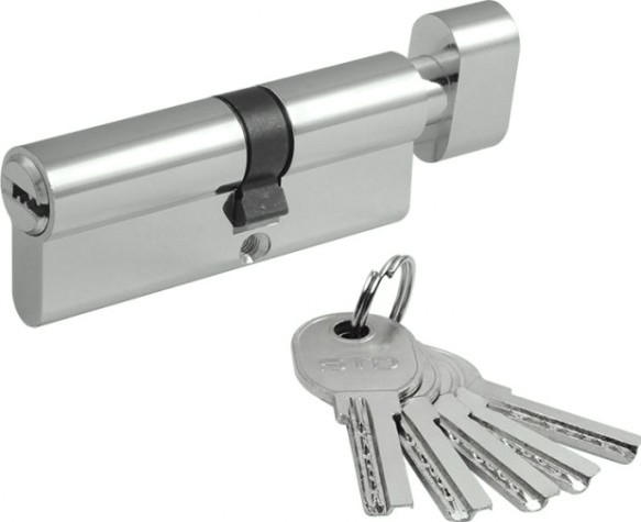 Личинка замка НОРА-М STD Al ЛПВ-80 (45-35в) асимметр. с вертушкой "Хром" [19073]