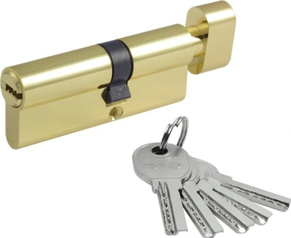 Личинка замка НОРА-М STD Al ЛПВ-80 (45-35в) асимметр. с вертушкой "Золото" [19072]
