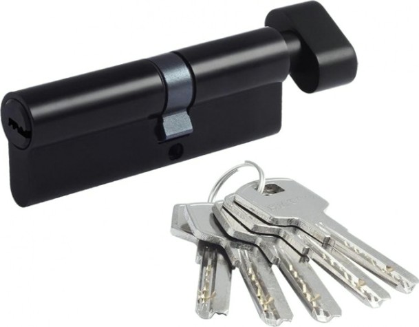 Личинка замка НОРА-М STD Al ЛПВ-90 (50-40в) асимметр. с вертушкой "Черная" [19077]