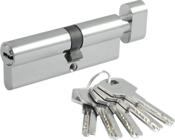 Личинка замка НОРА-М STD Al ЛПВ-90 (50-40в) асимметр. с вертушкой "Хром" [19076]
