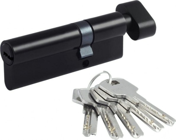 Личинка замка НОРА-М STD Al ЛПВ-90 (55-35в) асимметр. с вертушкой "Черная" [19079]